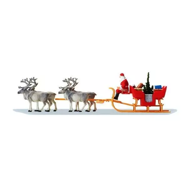Traineau de Noël avec 4 rennes