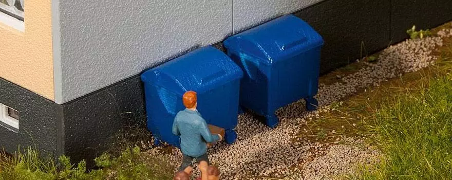 2 Conteneurs à ordures bleus
