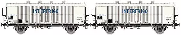 Coffret de 2 wagons couvert avec grandes inscription INTERFRIGO bleue
