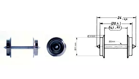 Non-insulated spare axle (AC), axle length 24 mm