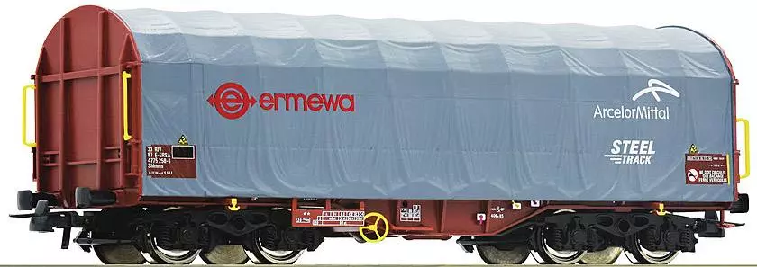 Wagon à bache coulissante ERMEWA livrée gris à bogies