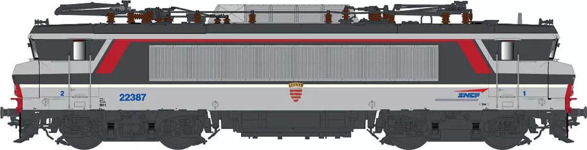 Locomotive électrique BB 7206 livrée en voyage avec logo carmillon du dépôt de Bordeaux