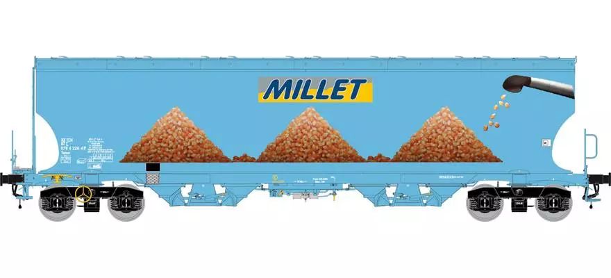 Wagon Tagnpps, bleu clair, nouveau logo Millet / logo maïs et soleil