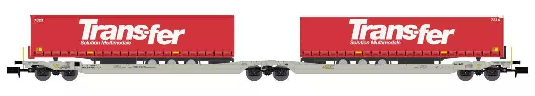 Wagon Porte-Remorque double Sdggmrs AAE + 2 trailers EKOL Logistic