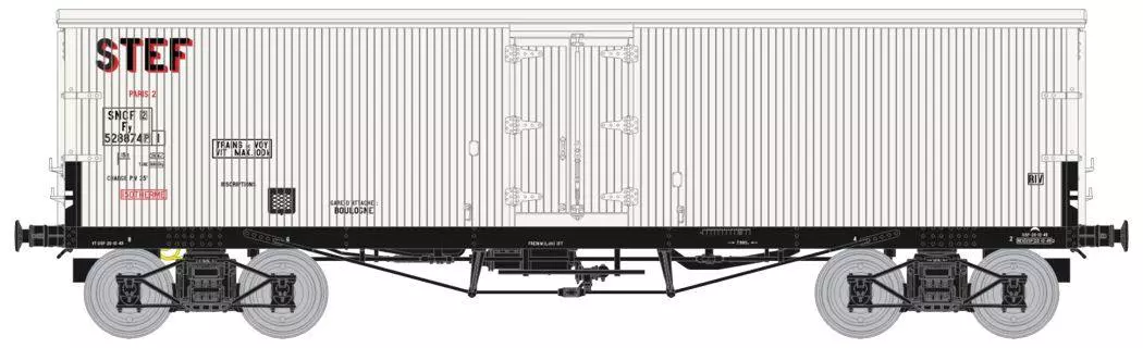 Wagon TP FRIGO Origine à Trappes à glace PLM STEF (avec essieux Griffin)