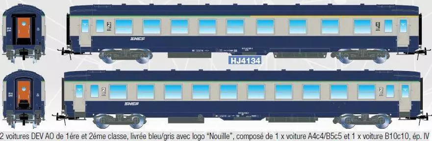 Set de 2 voitures DEV AO de 1ère et 2 éme classe SNCF