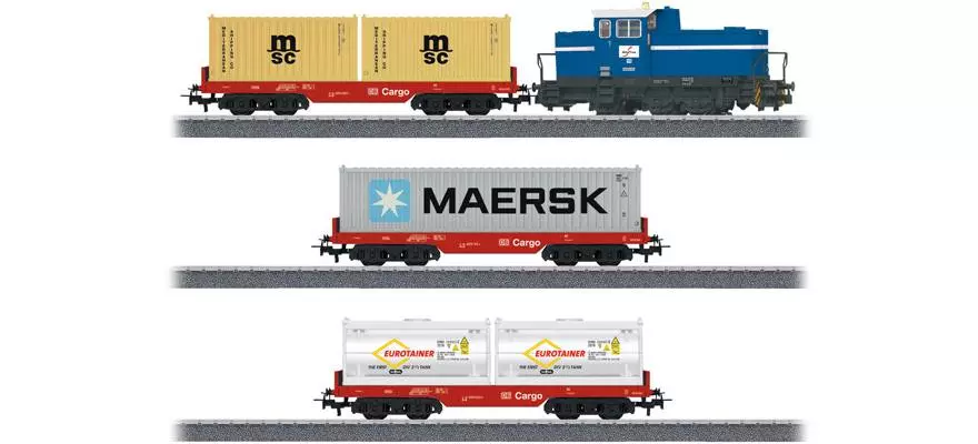 Coffret de départ  "Train de conteneurs" des transporteurs "Maersk", "MSC", "Eurotrainer" et "GlobalTrans"