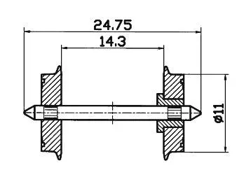 Pair of 11mm diameter axles isolated on one side