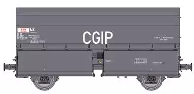 Coffret de 2 wagons coke MH45 avec boîtes à rouleau et plateforme livrée gris et inscription blanc