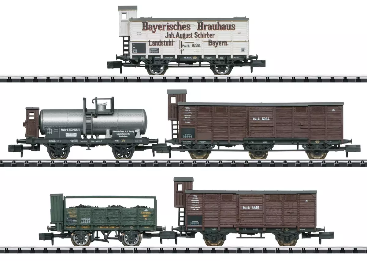 Set 5 wagons de marchandises "Pfalz" Trix 15284 - N : 1/160 - K.Bay.Sts.B. - EP I