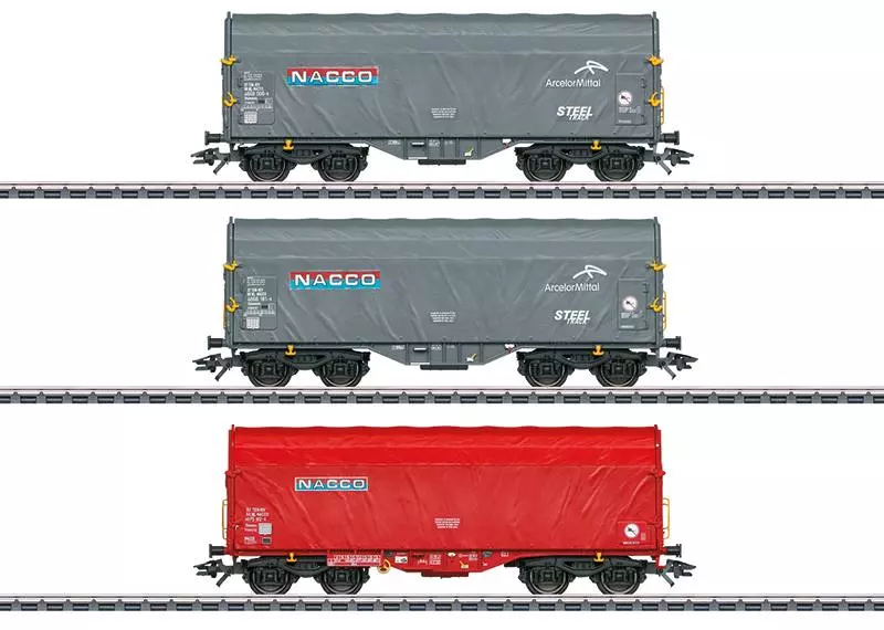 Set 3 wagons de marchandises bâchés Marklin 47224 - HO : 1/87 - Nacco - EP VI
