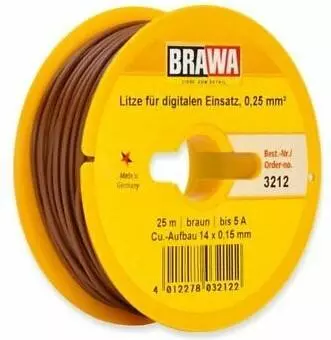 Nappe de 2 câbles électriques Jaune Marron 0,14 mm² - 10 mètres de longueur - BRAWA 3199