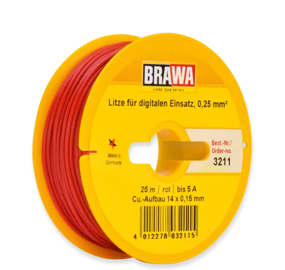 Câble électrique Marron 0,25 mm² - 25 mètres de longueur - BRAWA 3212