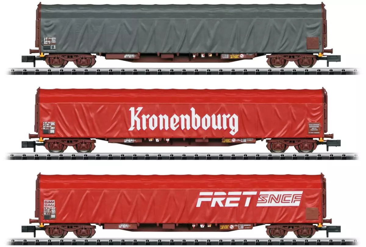 Set de 3 wagons à bâches coulissantes MiniTrix 15115 - N : 1/160 - SNCF - EP VI
