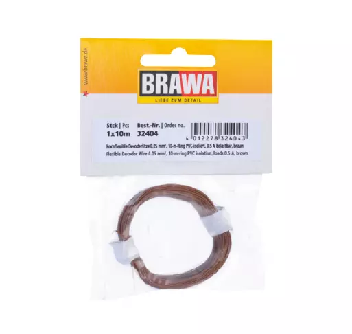 Bobine de fil de câblage Marron Brawa 32404 - 10 mètres - 0.05 mm² - HO | N