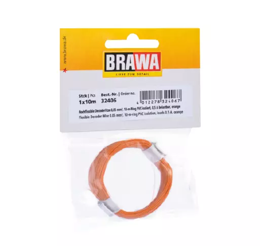 Bobine de fil de câblage Orange Brawa 32406 - 10 mètres - 0.05 mm² - HO | N