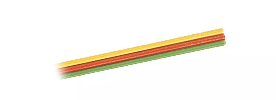 Bobine câble plat Jaune Rouge Vert Brawa 3174 - 10 mètres - 0.05 mm² - HO | N