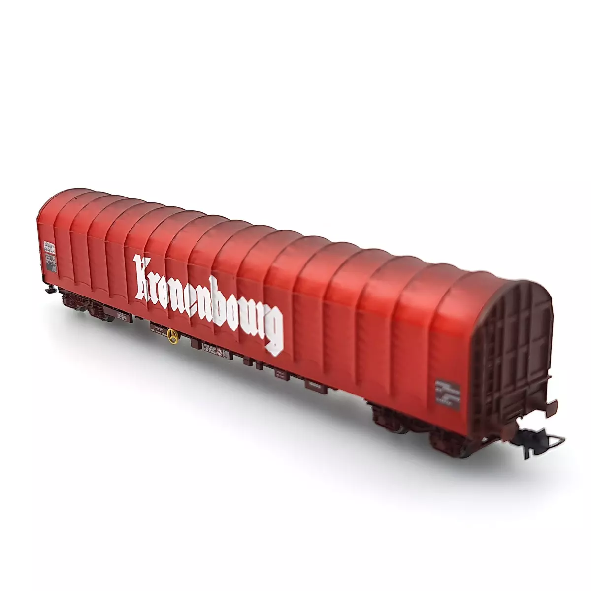 Wagon bâché à 4 essieux type Rils, SNCF, livrée rouge Kronenbourg
