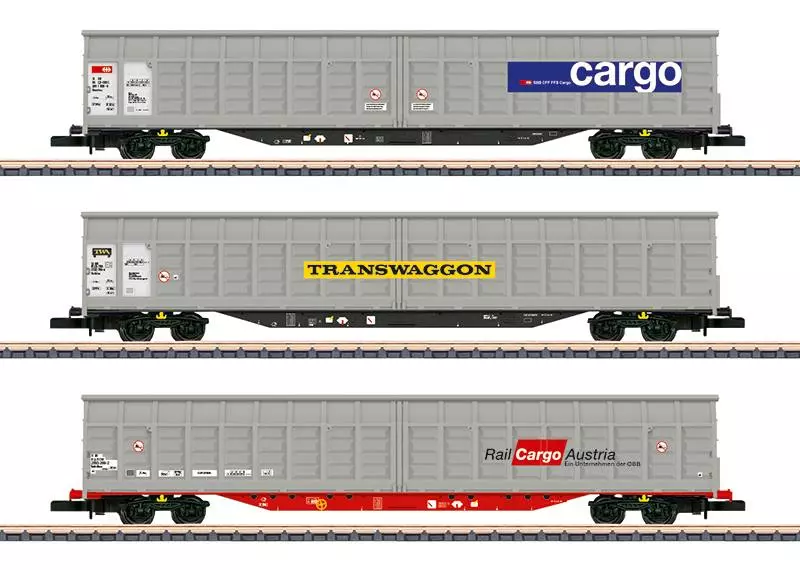 Set 3 Wagons à parois coulissantes Märklin 82418 - Z 1/220 - SSB Cargo - EP VI