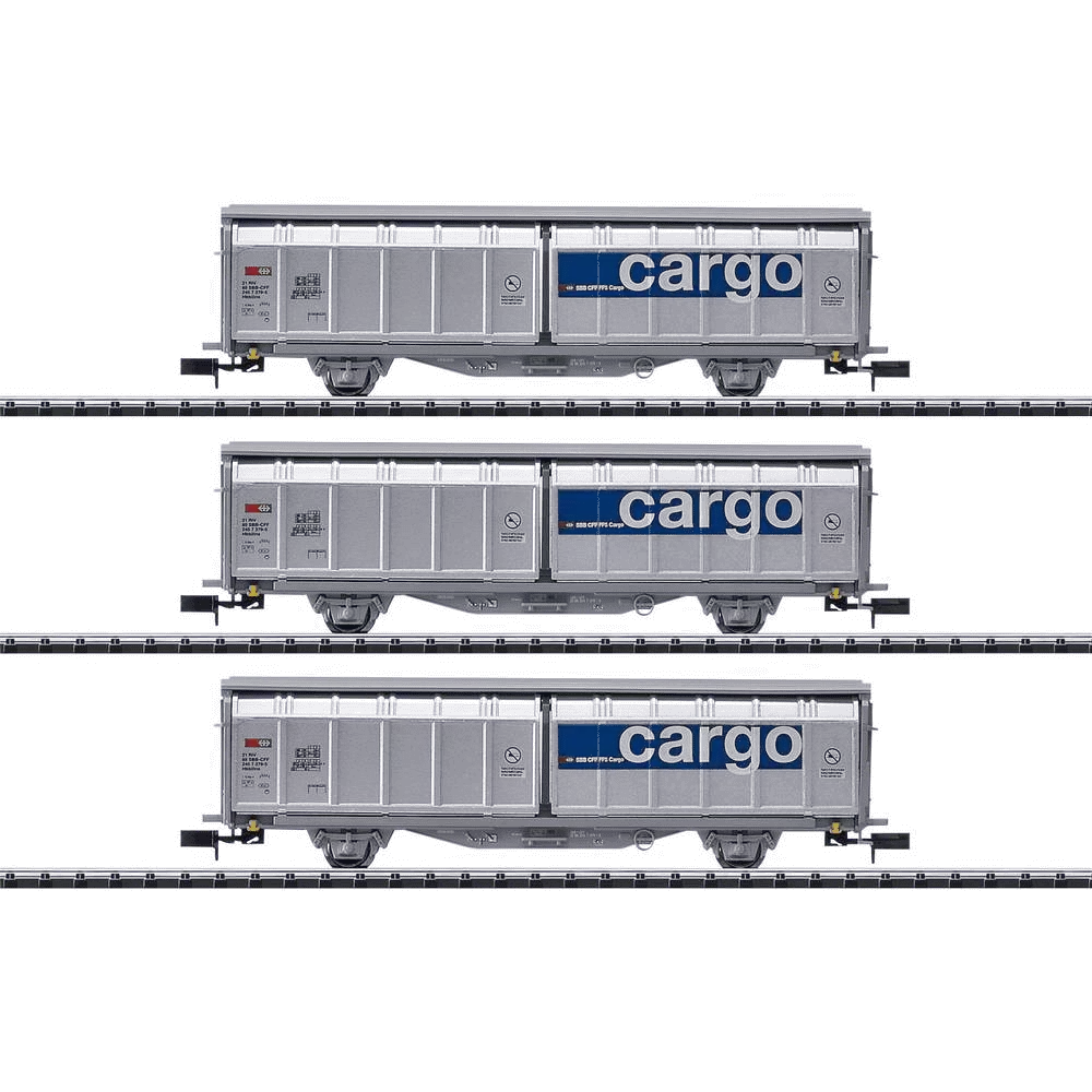 Trix 15282 Sliding Wall Wagon Set SBB Cargo DC Minitrix Track N 