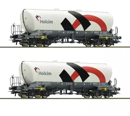 Set de 2 wagon de transport de ciment Holcim - CFF - HO 1/87 - Roco 76138