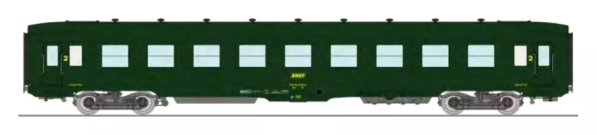 Une voiture couchette DEV AO B9c9 vert REE MODELES VB406 SNCF - HO 1/87 - EP IV