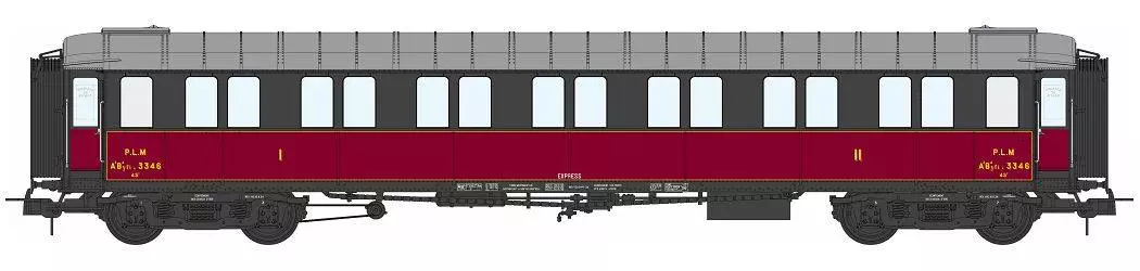 Une Voiture Métallisée A3B4 rouge/noir PLM REE MODELES VB450 SNCF - HO 1/87