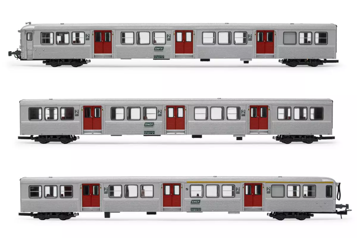 Set 3 voitures RIB 70 gris portes rouges JOUEF 4152 SNCF - HO 1/87 - EP IV-V