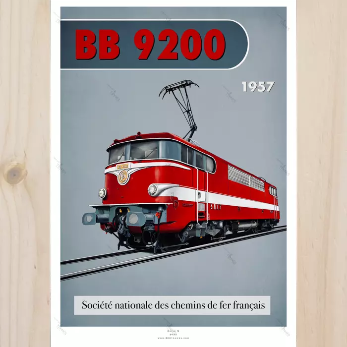 Poster locomotive électrique BB 9200- 1957 - SNCF - A2 42.0 x 59.4 cm