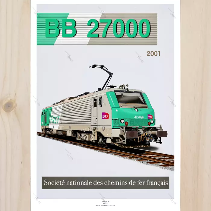 Poster locomotive électrique BB 27000 - 2001 - SNCF - A2 42.0 x 59.4 cm