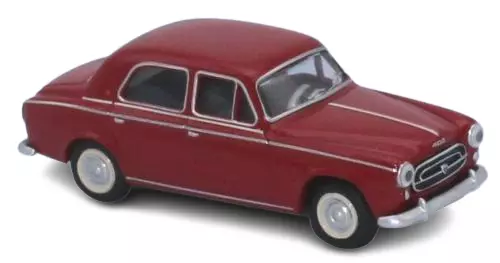 Voiture Peugeot 403 limousine  8cv 1959 rouge rubis SAI 6204 - HO 1/87