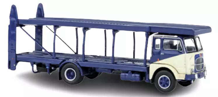Camion Fiat 642, porte autos bleu et beige BREKINA 58483 - HO 1/87 -