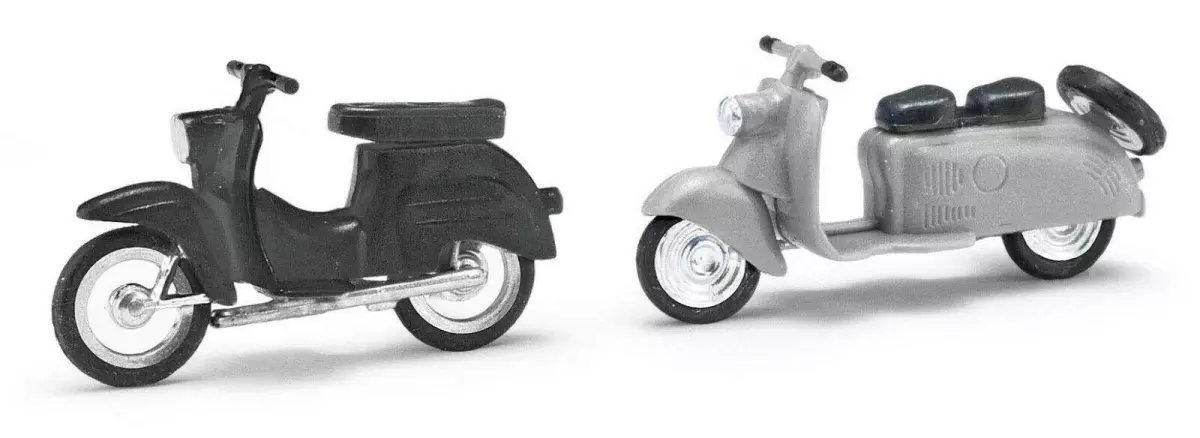 2 scooters miniatures Mehlhose 210 008905 - HO 1/87 - Berlin Roller/schwalbe