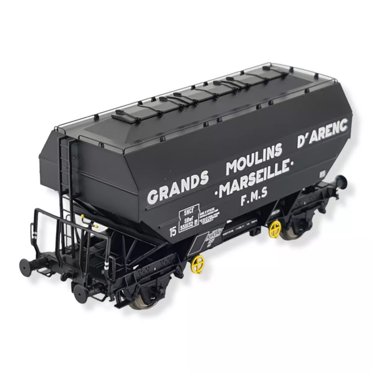 Wagon céréalier Grands Moulins d'Arenc noir - REE MODELES WB726 SNCF HO 1/87