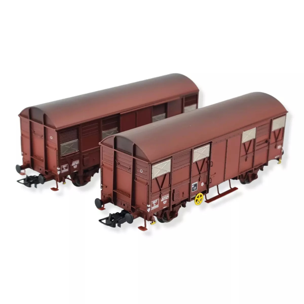 Set 2 wagons couverts 2 essieux Kv Permaplex JOUEF HJ6231 - SNCF - HO 1/87