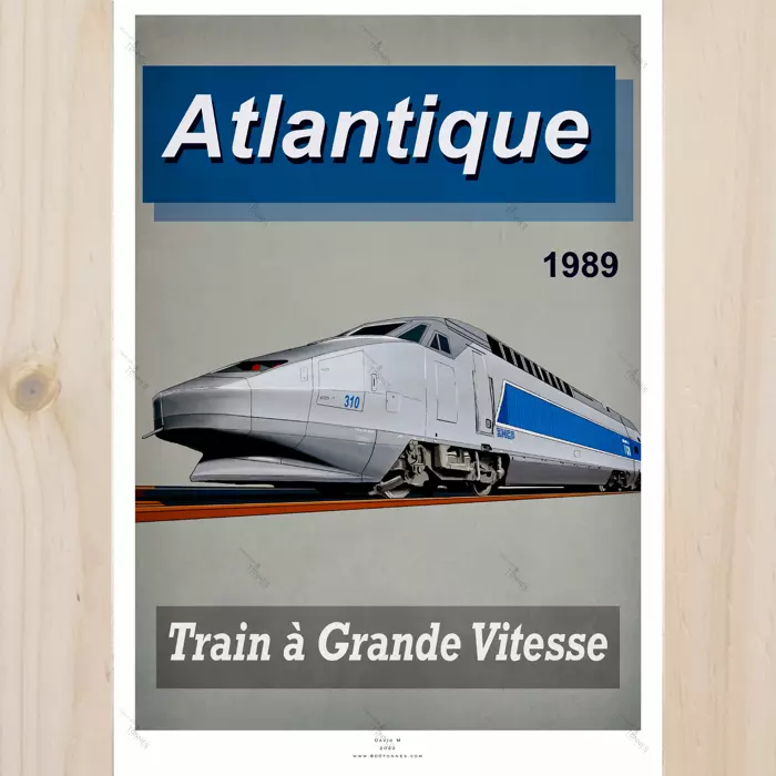 Poster TGV Atlantique - 800tonnes 8TATLANTIQUE - A2 42.0 x 59.4 cm - 1989