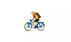 Coursier à vélo avec casque et sac PREISER 28175 - HO 1:87