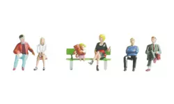 Lot de 6 personnages citadins assis adultes et enfant SAI 333 - HO : 1/87
