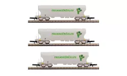 Set 3 wagons céréaliers TRANSCEREALES AZAR MODELS W01-TE3 - Z 1/220 - SNCF - EP IV / V