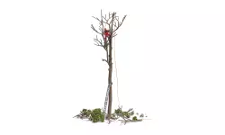 Tree Maintenance" scene with Busch 7971 character - HO 1/87