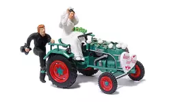 Tractor with grooms - HO 1/87 - BUSCH 40053