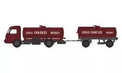 Truck panhard movic wine tanker LOUIS CHARLES BEZIERS with trailer