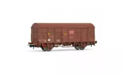 Covered freight car with brown delivery
