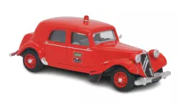 Voiture Pompiers de Paris Citroën Traction 11B 1952 rouge SAI 6121 - HO 1/87