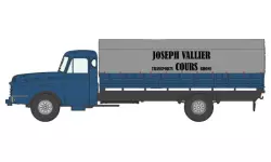 Blue Willeme truck with grey tarpaulin "Joseph Vallier - Transport Cours".