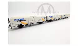 Set of 3 white refrigerated wagons delivered "Interfrigo" banana transport