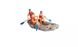 Lot 3 personnes avec rames dans un raft / bateau gonflable NOCH 16818 - HO 1/87