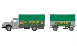 Willeme truck "BP ENERGOL" grey with green tarpaulin and trailer