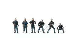 Lot de 6 pompiers avec lance et vieux casques PREISER 10233 - HO : 1/87