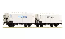 Set of 2 ICEFS refrigerator cars with large blue and black inscription "Interfrigo" delivered in white